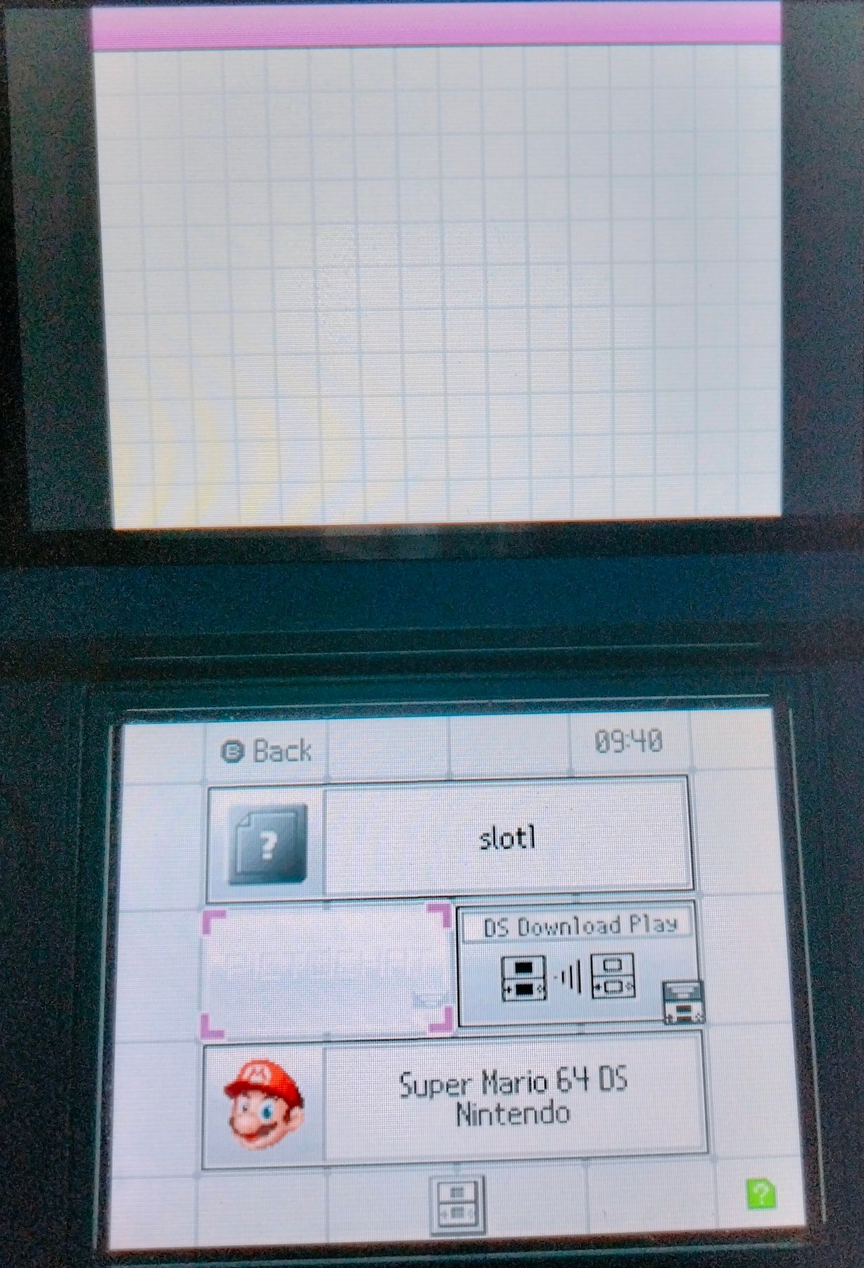 The DS menu running in the 3DS