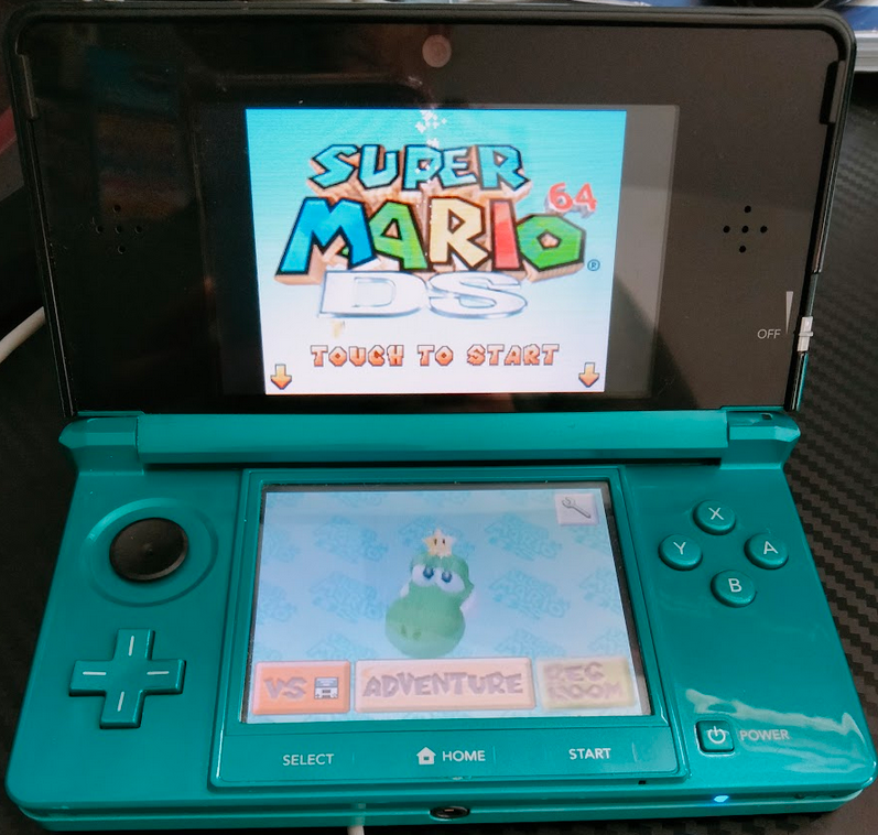 Super Mario 64 DS running on a 3DS through a DS emulator